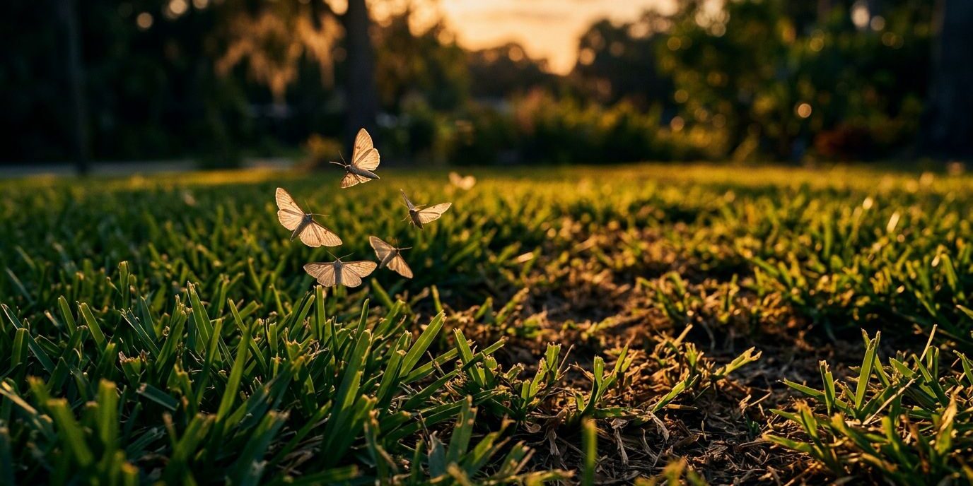Damaged Florida Lawn Patchwork Tropical Sod Webworm Damage in Southwest Florida Lawns