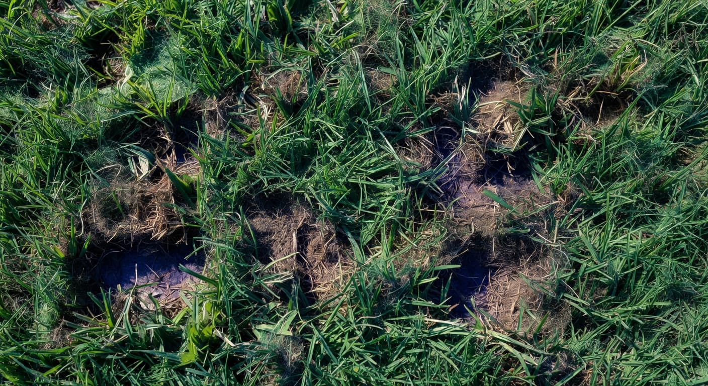 Tropical sod webworm damage on St. Augustinegrass in a Southwest Florida lawn